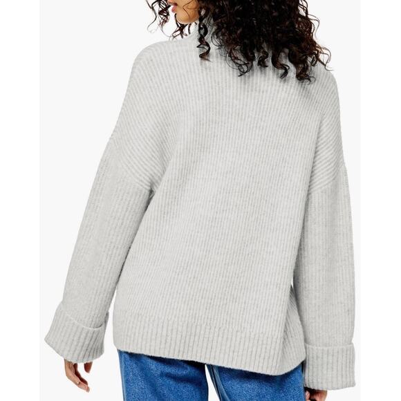 TOPSHOP Supersoft Wide Sleeve Turtleneck Sweater SZ L Grey Cozy Knit - Picture 5 of 10